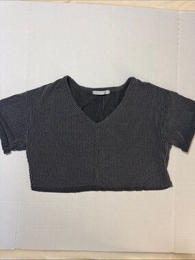 Altar'd State Charcoal Ribbed V-Neck Crop Top 147